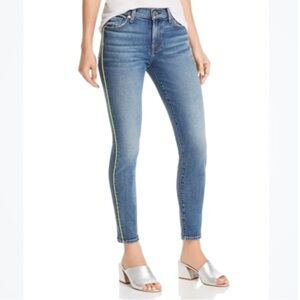 7 For All Mankind Luxe Vintage Neon Piping Stripe Mid Rise Ankle Skinny Jeans